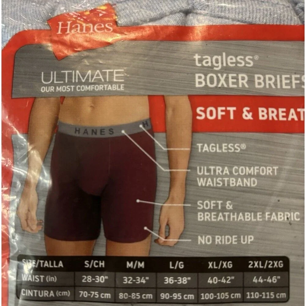 Hanes Ultimate Boxer Briefs Tagless Men's 5 pack Classic Soft Cool Comfort 2XL